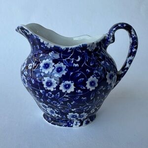 Vtg STAFFORDSHIRE Calico Blue (Crownford Stamp) 1994 Creamer